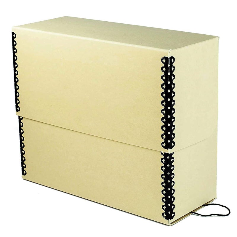 لينيكو صندوق تخزين مستندات أرشيفية من لاينكو بحافة معدنية، مصنوع من ورق مقوى بني فاتح خالٍ من الأحماض، لتنظيم وتخزين الملفات والمطبوعات والصور، بحجم قانوني 15.5 بوصة × 10.5 بوصة × 5 بوصات عرضًا - Image 2